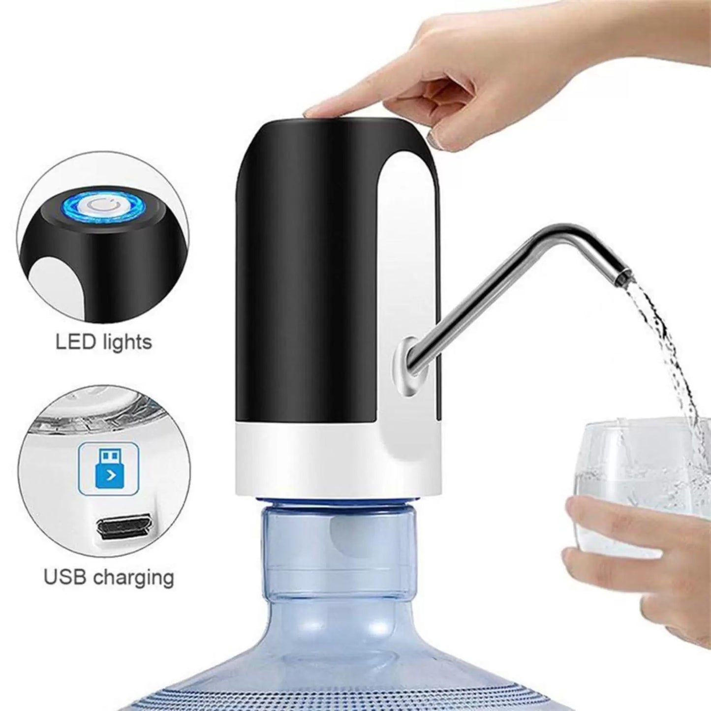 Bomba Elétrica Para Galão Universal Com Carregamento USB Garrafão/Galão De Água Bomba De Água