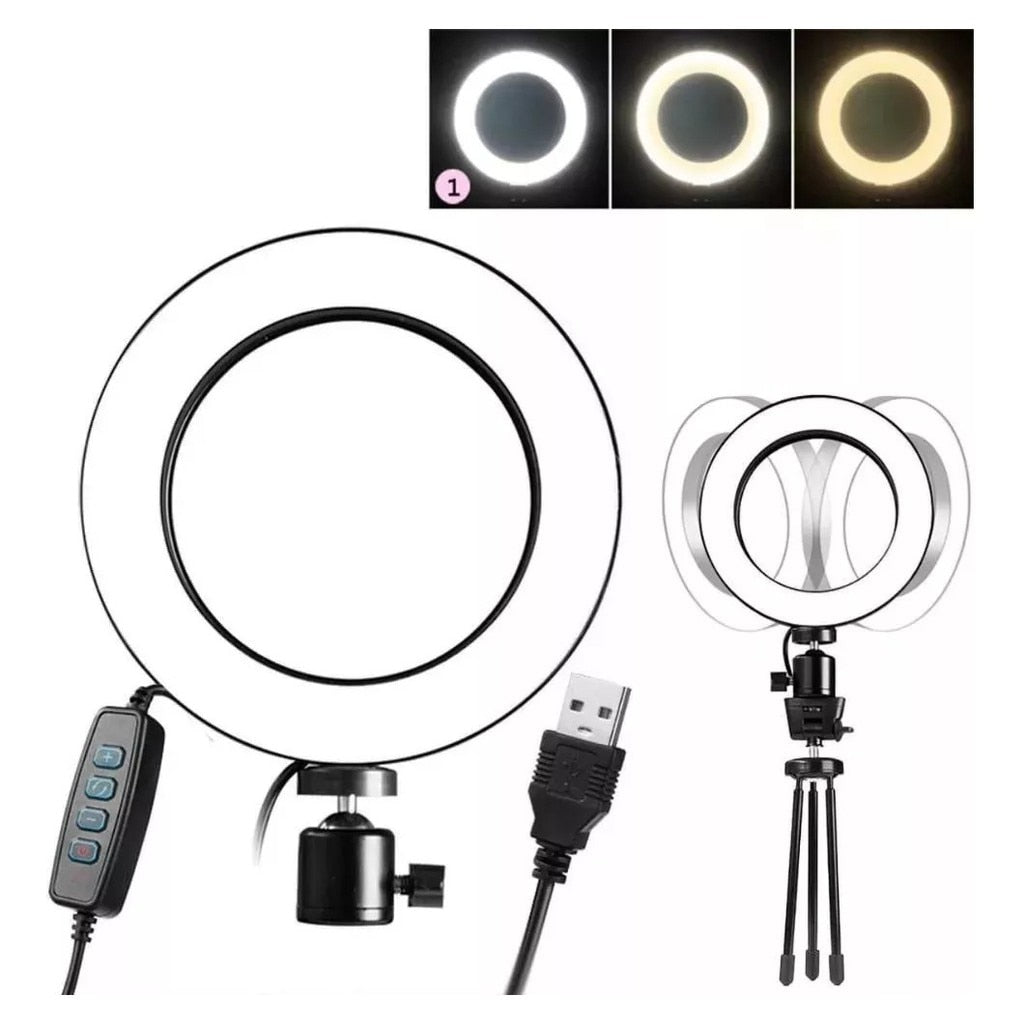 Ring Light Selfie Makeup Illuminator + Table Tripe 6 inch Led Light para luz selfei