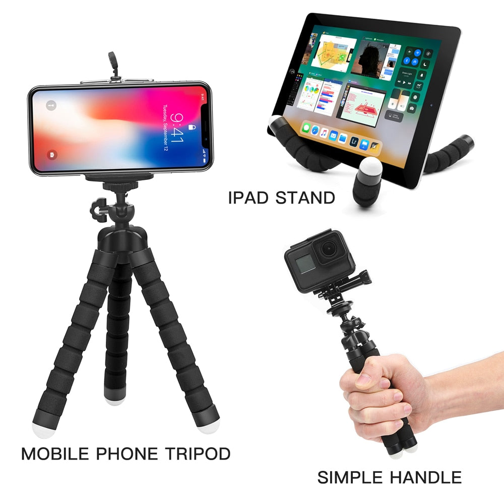 Mini Flexible Sponge Octopus Tripod for iPhone Samsung Xiaomi Huawei Mobile Phone Smartphone Tripod for Gopro 9 8 7Camera