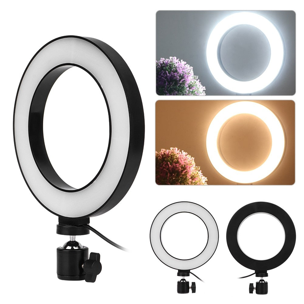 Ring Light Selfie Makeup Illuminator + Table Tripe 6 inch Led Light para luz selfei