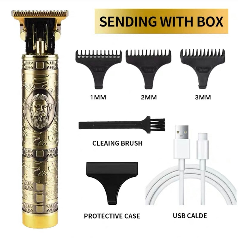 Máquina De Cortar Cabelo e Barba Masculina Designer Aleatório Elétrico Profissional T9
