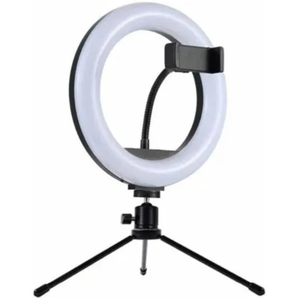 Anel Ring Light 8 Pol + Tripé De Mesa + Suporte Cel Video