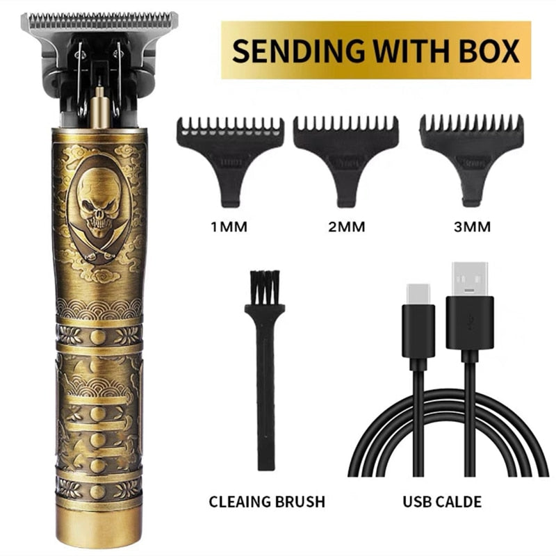 Máquina De Cortar Cabelo e Barba Masculina Designer Aleatório Elétrico Profissional T9