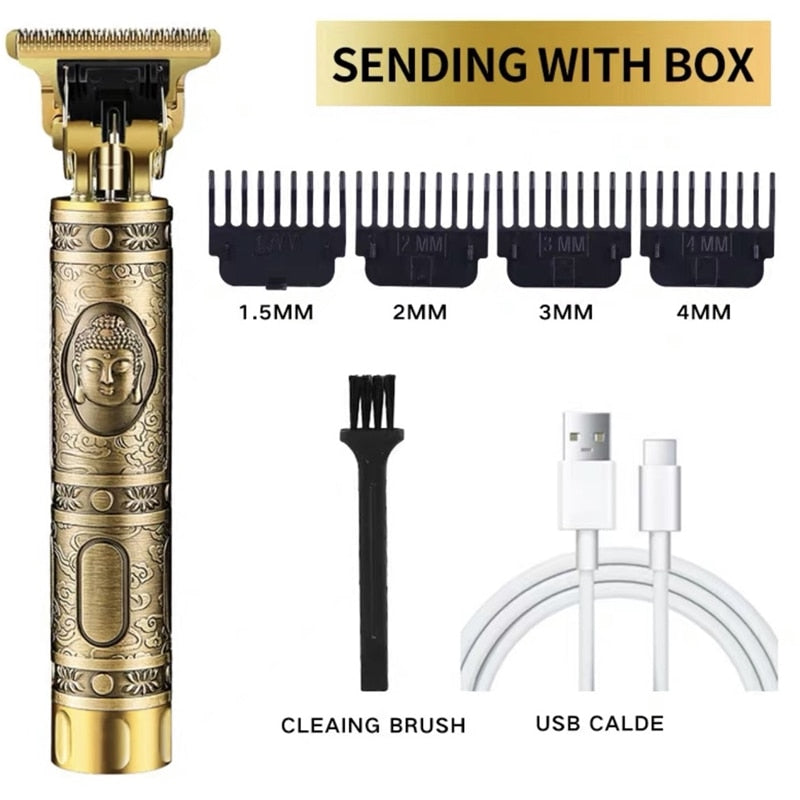 Máquina De Cortar Cabelo e Barba Masculina Designer Aleatório Elétrico Profissional T9