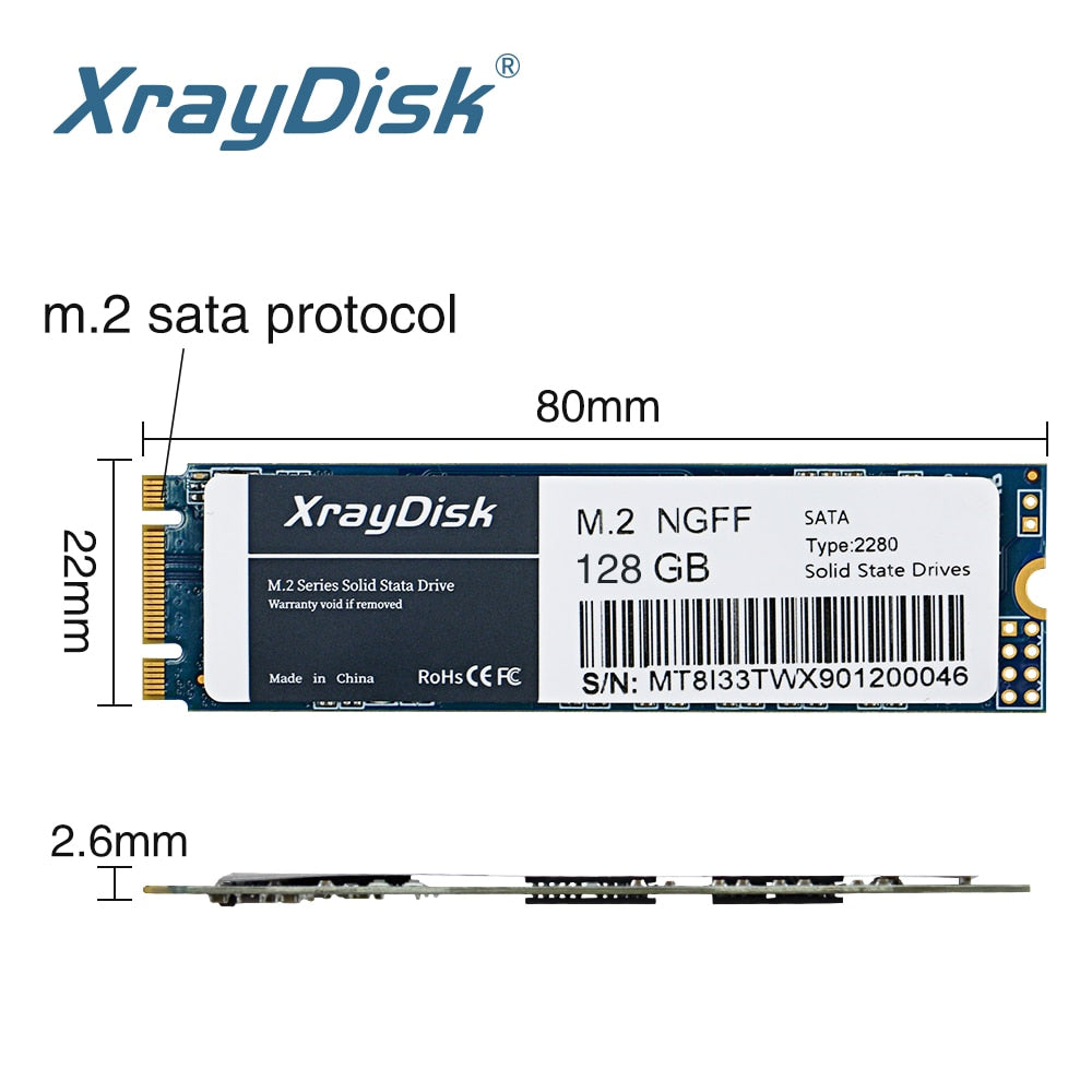 XrayDisk M.2 Sata3 Ssd 120GB 128GB 240GB 256GB 480GB Hdd Ngff 2280mm Disco Duro para PC e Laptop